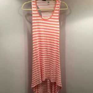 Peach and White striped hi-low dress